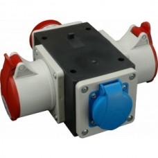 Βιομηχανικός Σταυρός Διανομής 1 Αρσενικό Φις 16A 5P & 1 Θηλυκό Φις 16A 5P & 2 Σούκο Θηλυκά